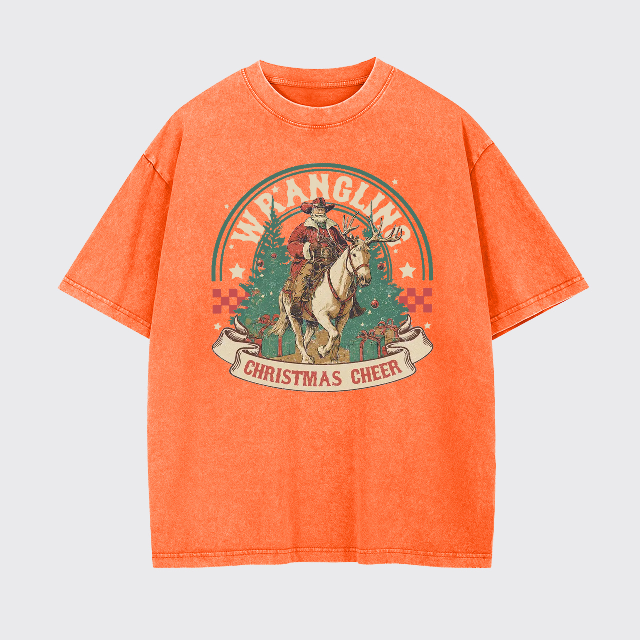 Wrangling Christmas Cheer Cowboy Santa Garment-dye Tees