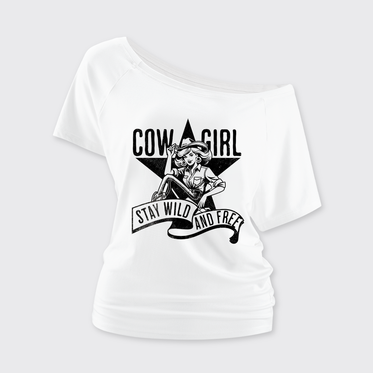 Cowgirl Wild and Free Off Shoulder Top