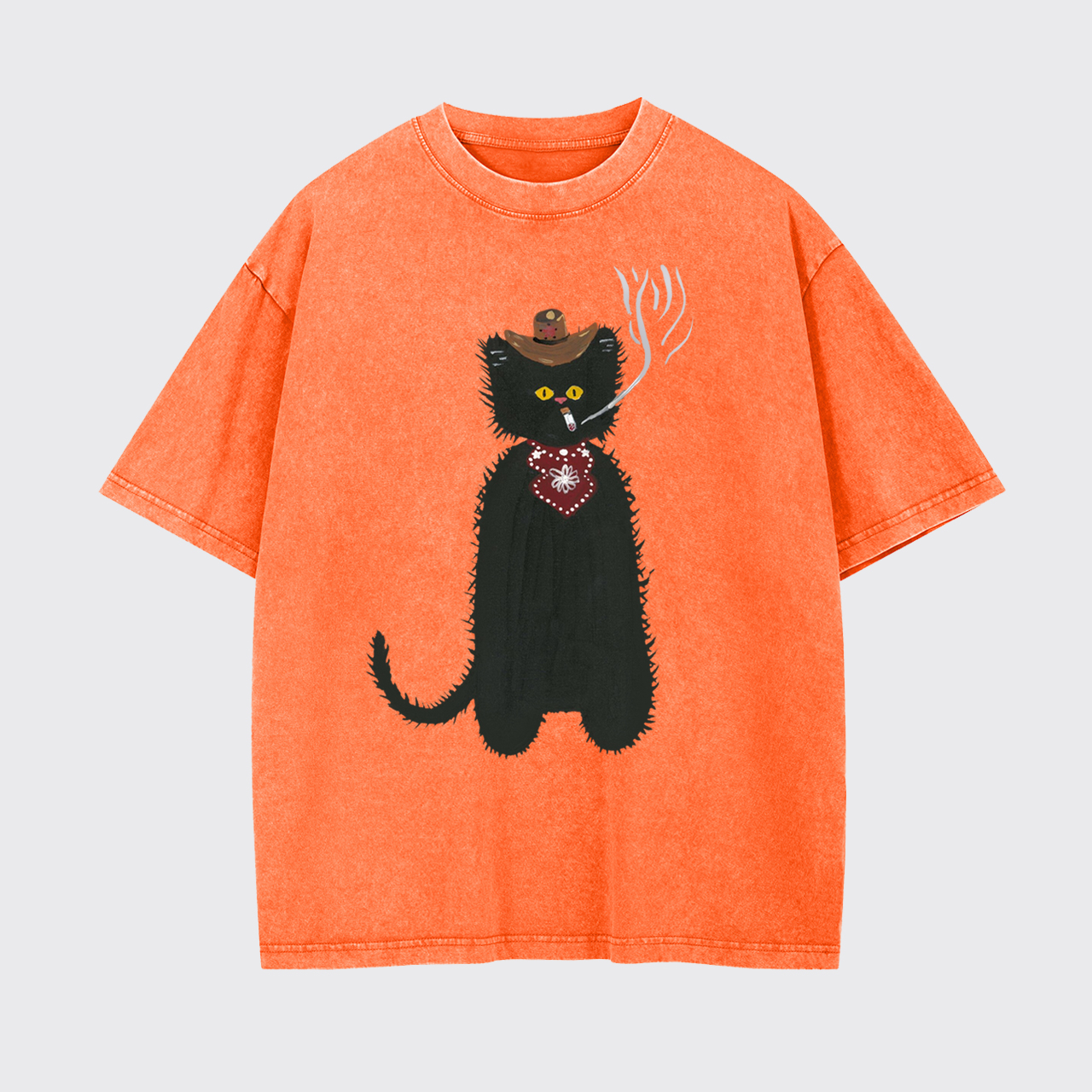 Cat Cowboy Smoking Garment-dye Tees