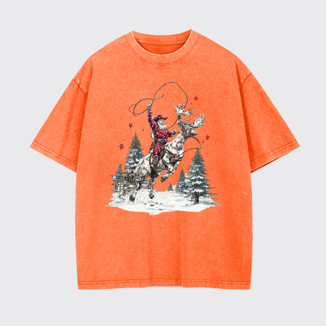 Retro Cowboy Santa Claus Garment-dye Tees