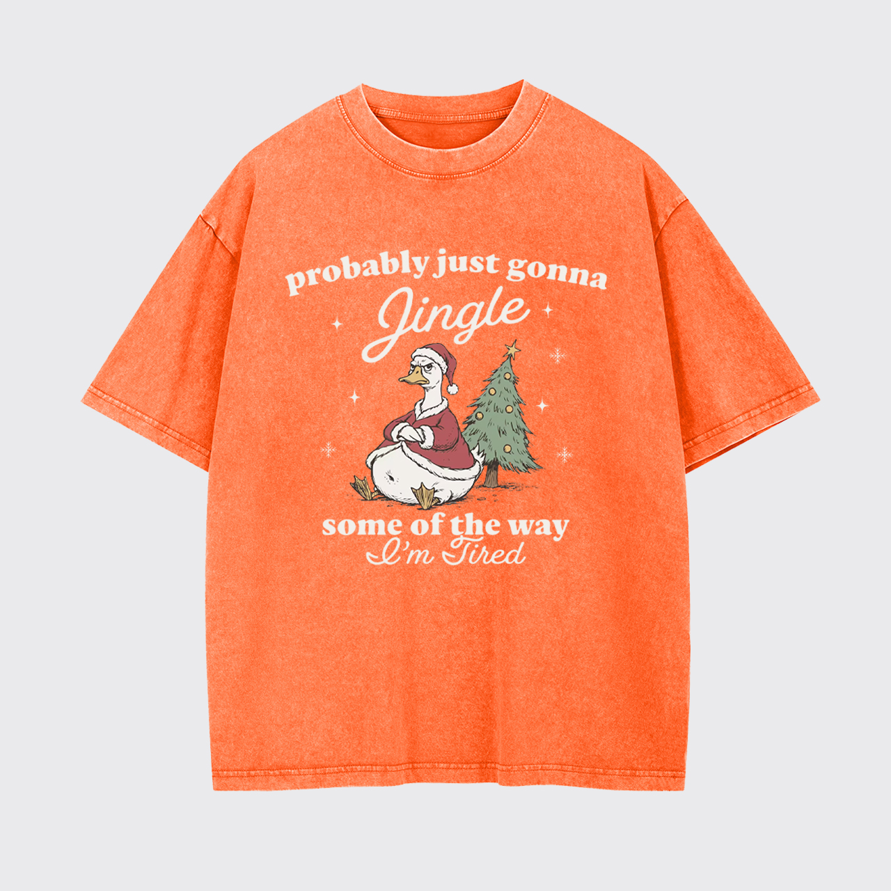 Funny Tired Christmas Goose Garment-dye Tees