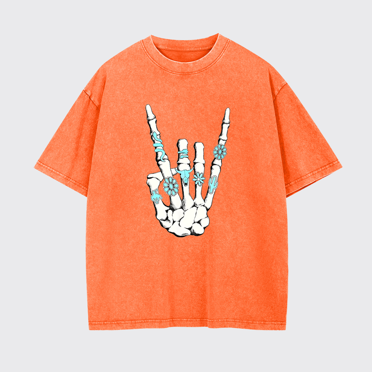 Western Rock On Skeleton Garment-dye Tees