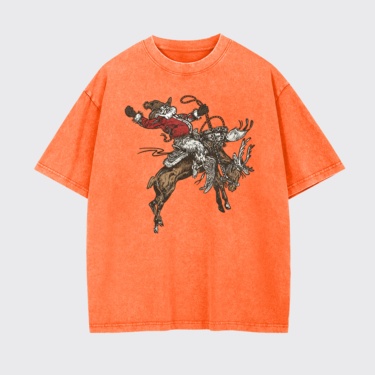Cowboy Santa Jingle Horse Reindeer Garment-dye Tees