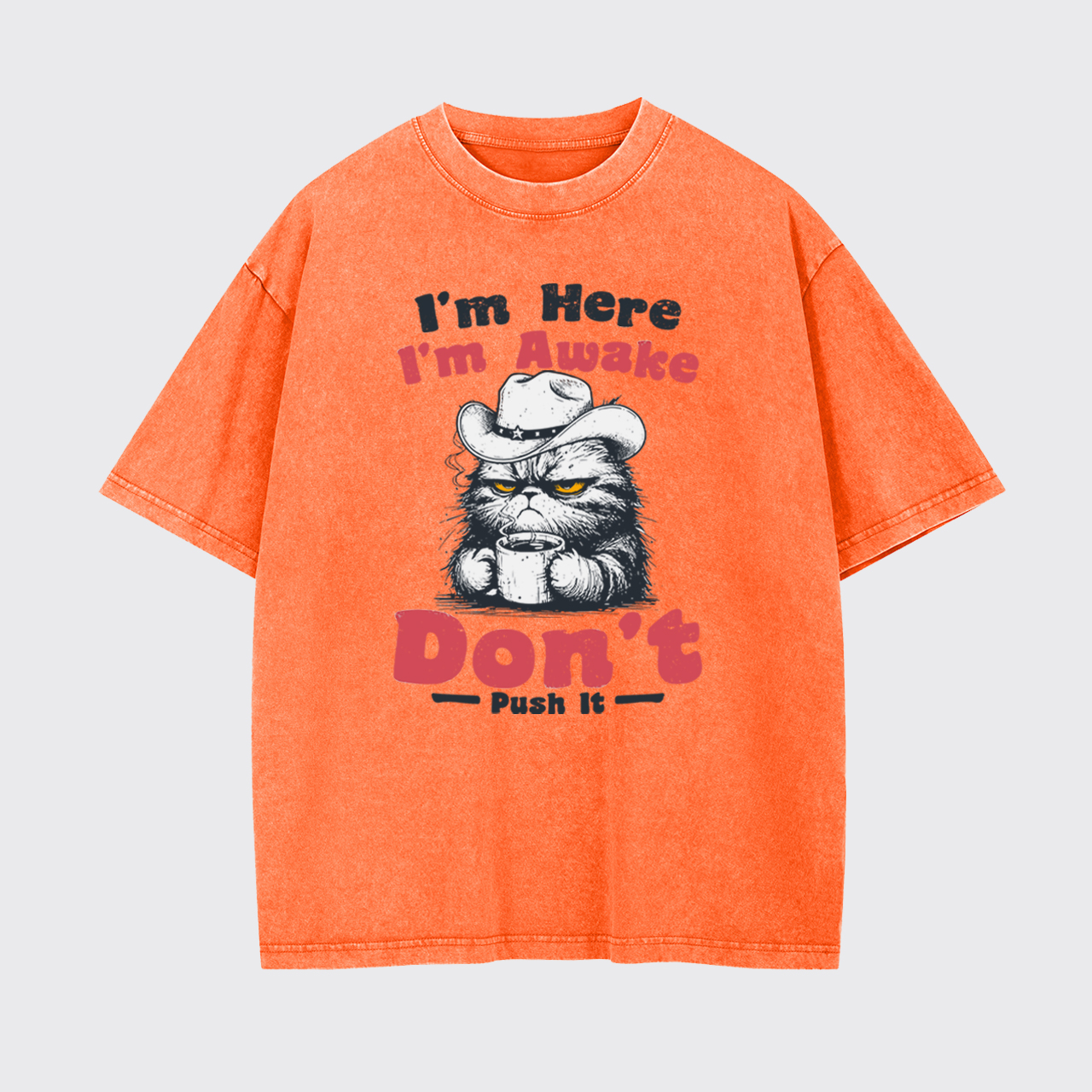 I'm Here I'm Awake Don't Push It Garment-dye Tees