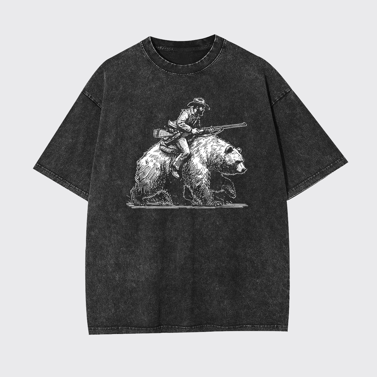 Cowboy Riding A Bear Garment-dye Tees