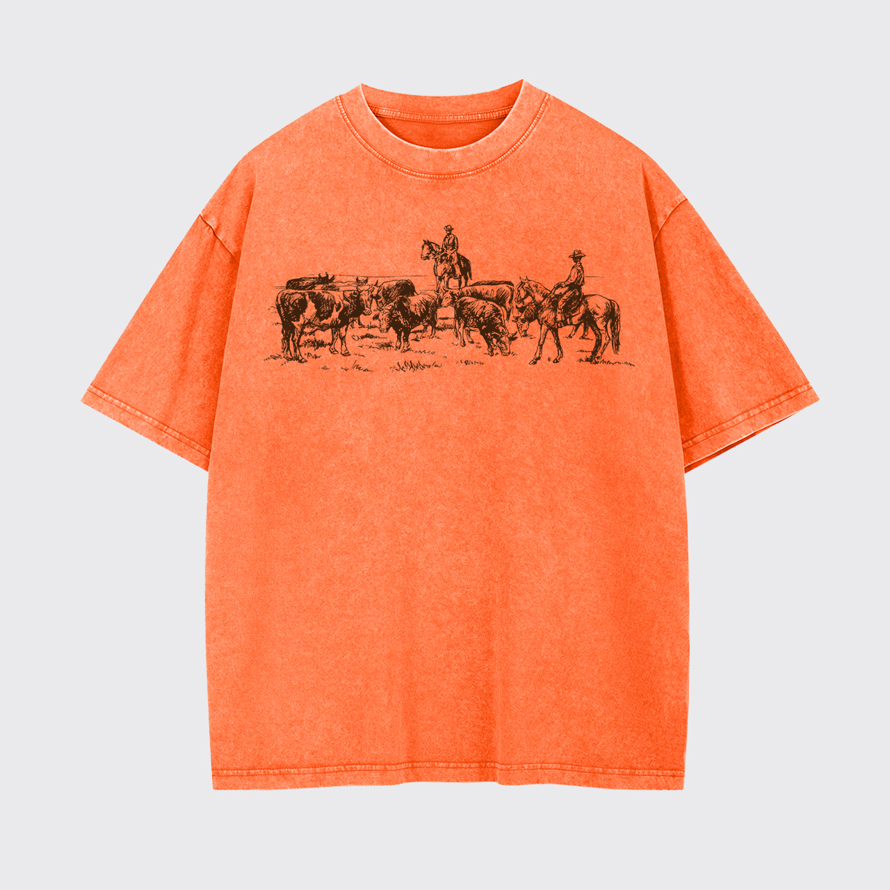 Cowboy Rodeo Western Horse Garment-dye Tees