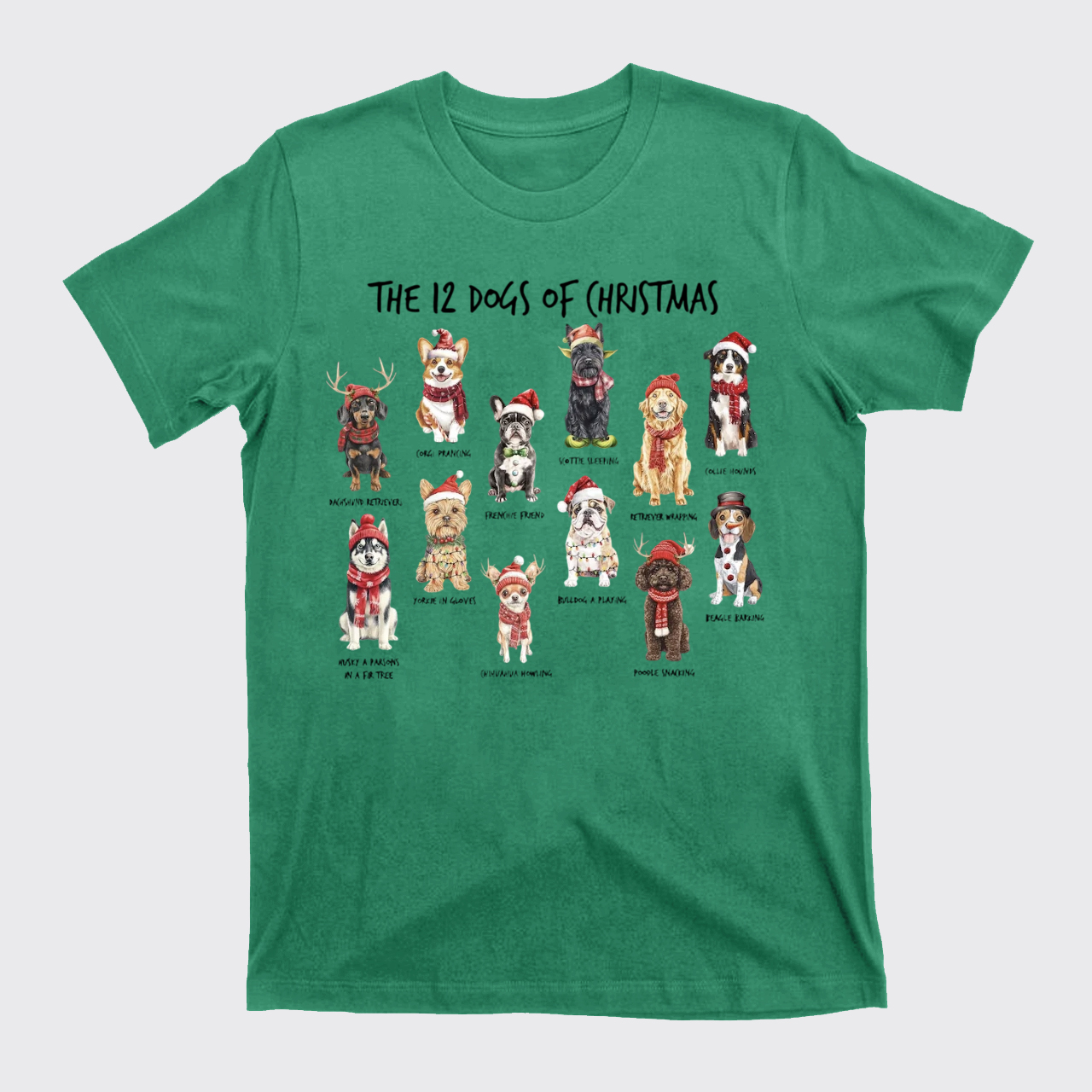 Retro 12 Dogs of Christmas T-Shirts
