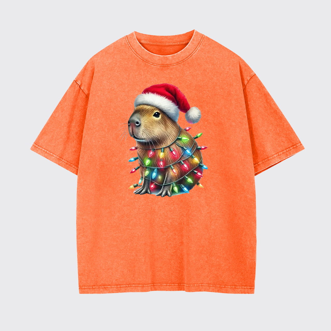 Capybara Christmas Lights Garment-dye Tees