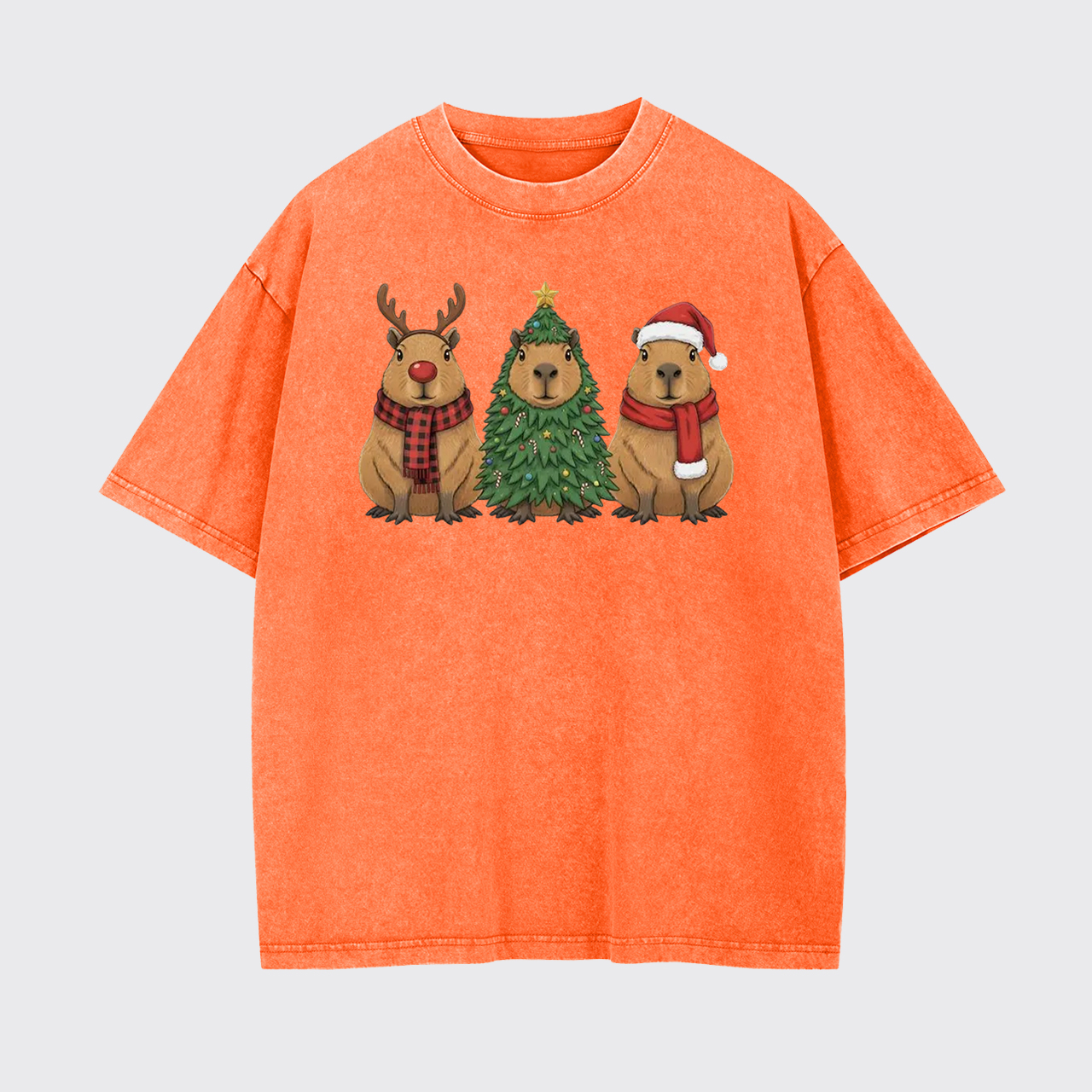 Santa Capybara Christmas Garment-dye Tees