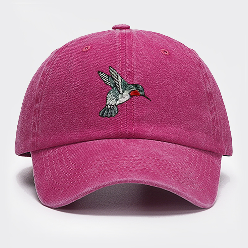 Embroidered Hummingbird Baseball Cap