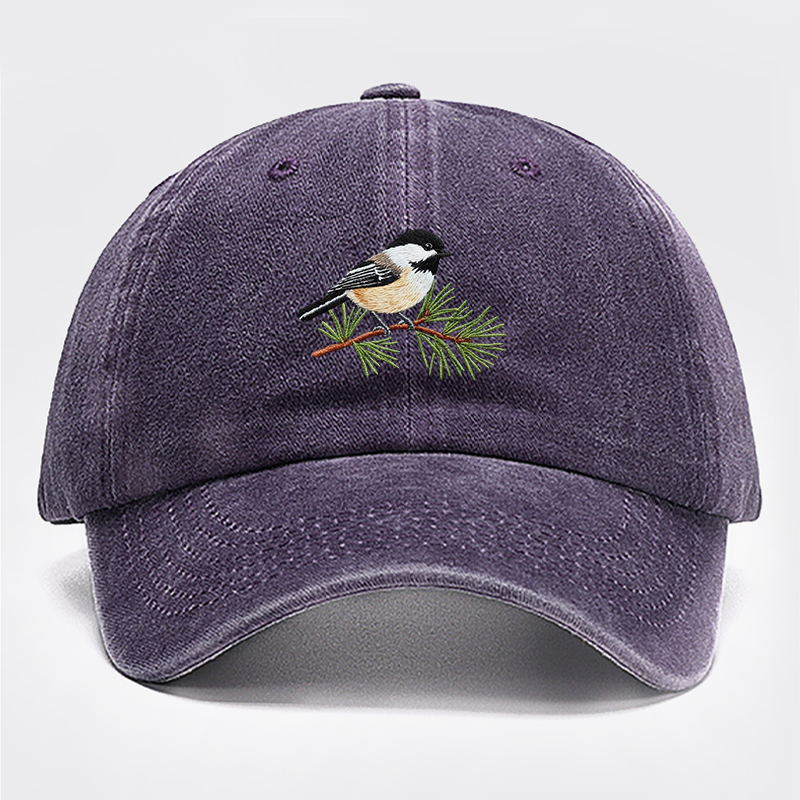 Embroidered Chickadee Baseball Cap