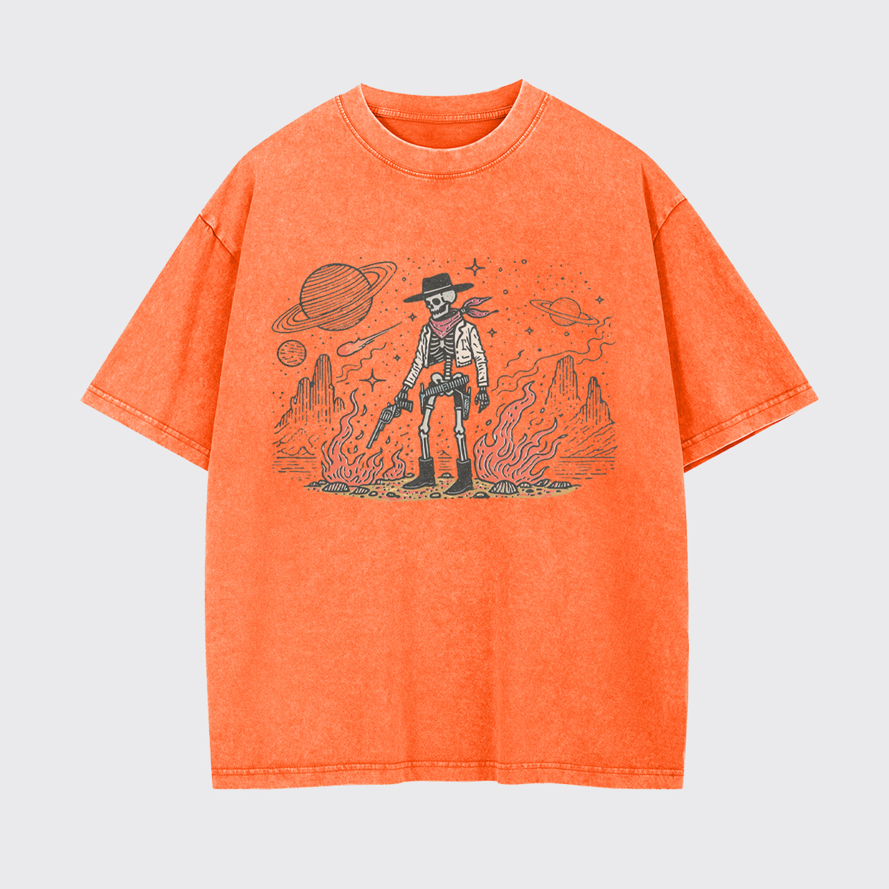 Cowboy Skeleton in Space Garment-dye Tees
