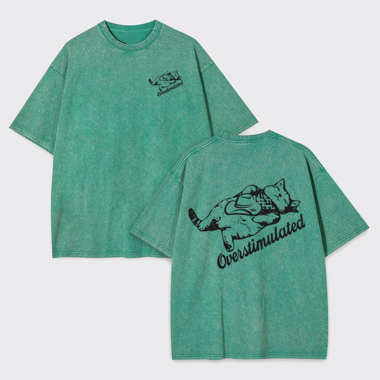 Overstimulated Cowboy Cat Garment-dye Tees
