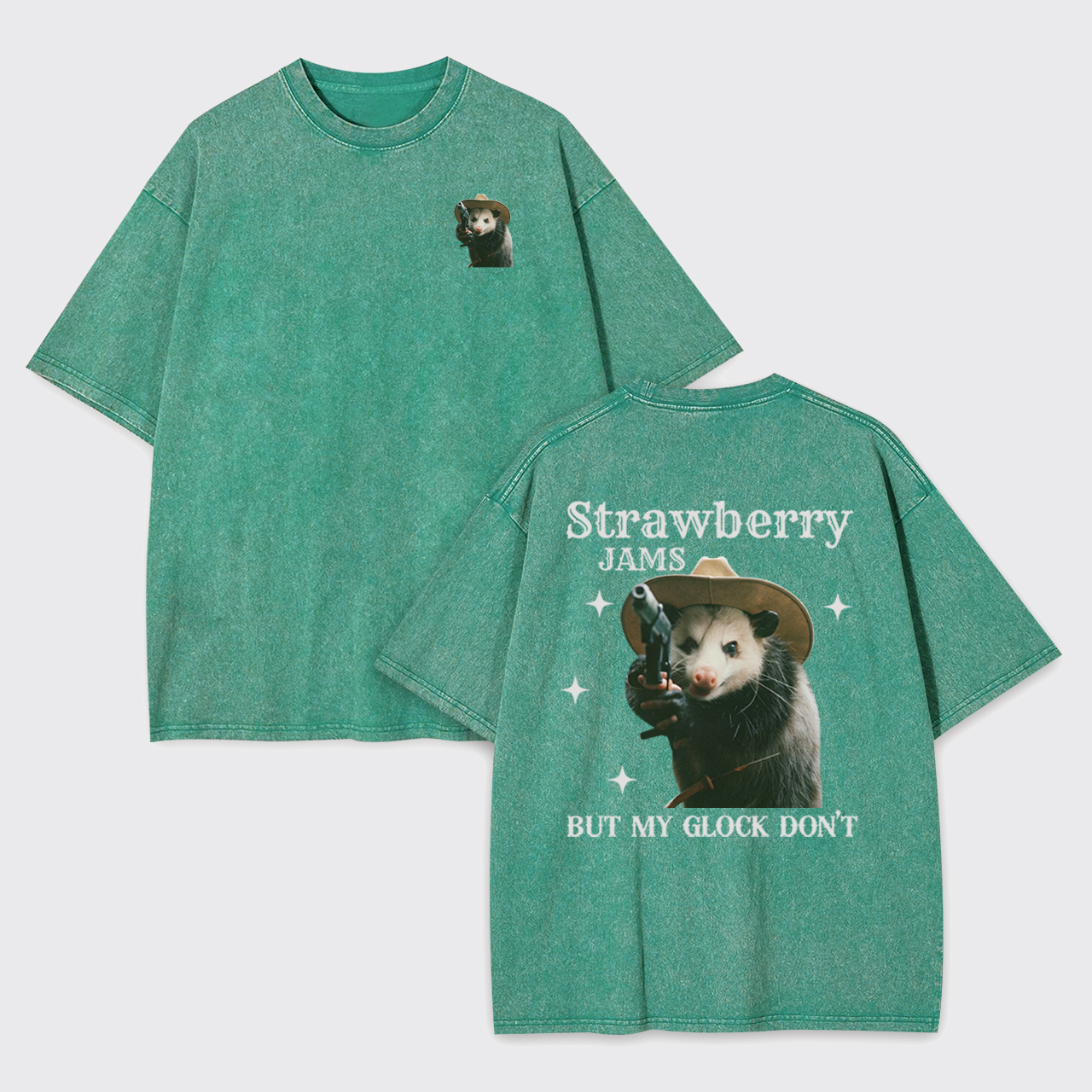Cowboy Possum-Strawberry Jams But My Glock Don't Garment-dye Tees