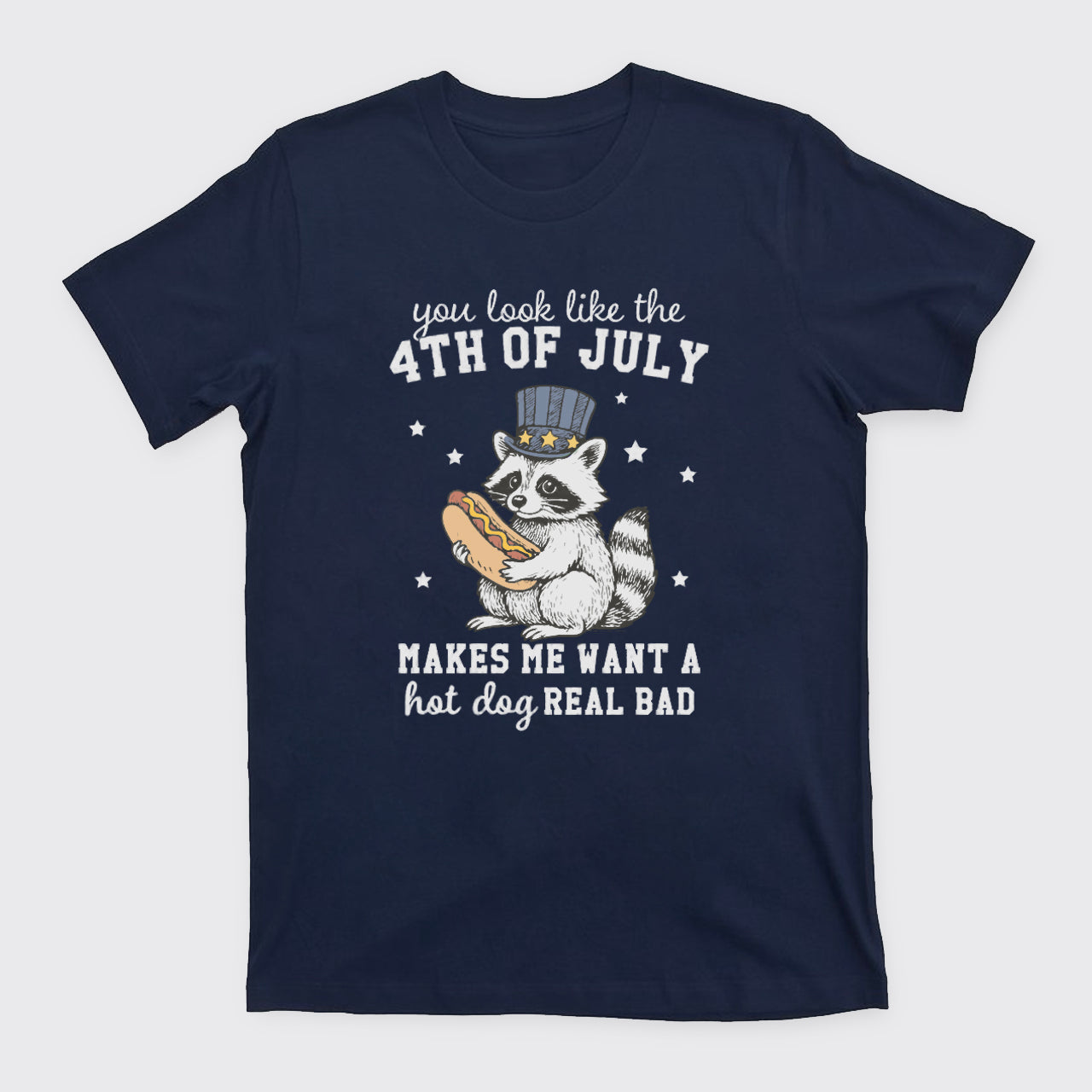 Funny Raccoon-Retro America Hot Dog T-Shirts