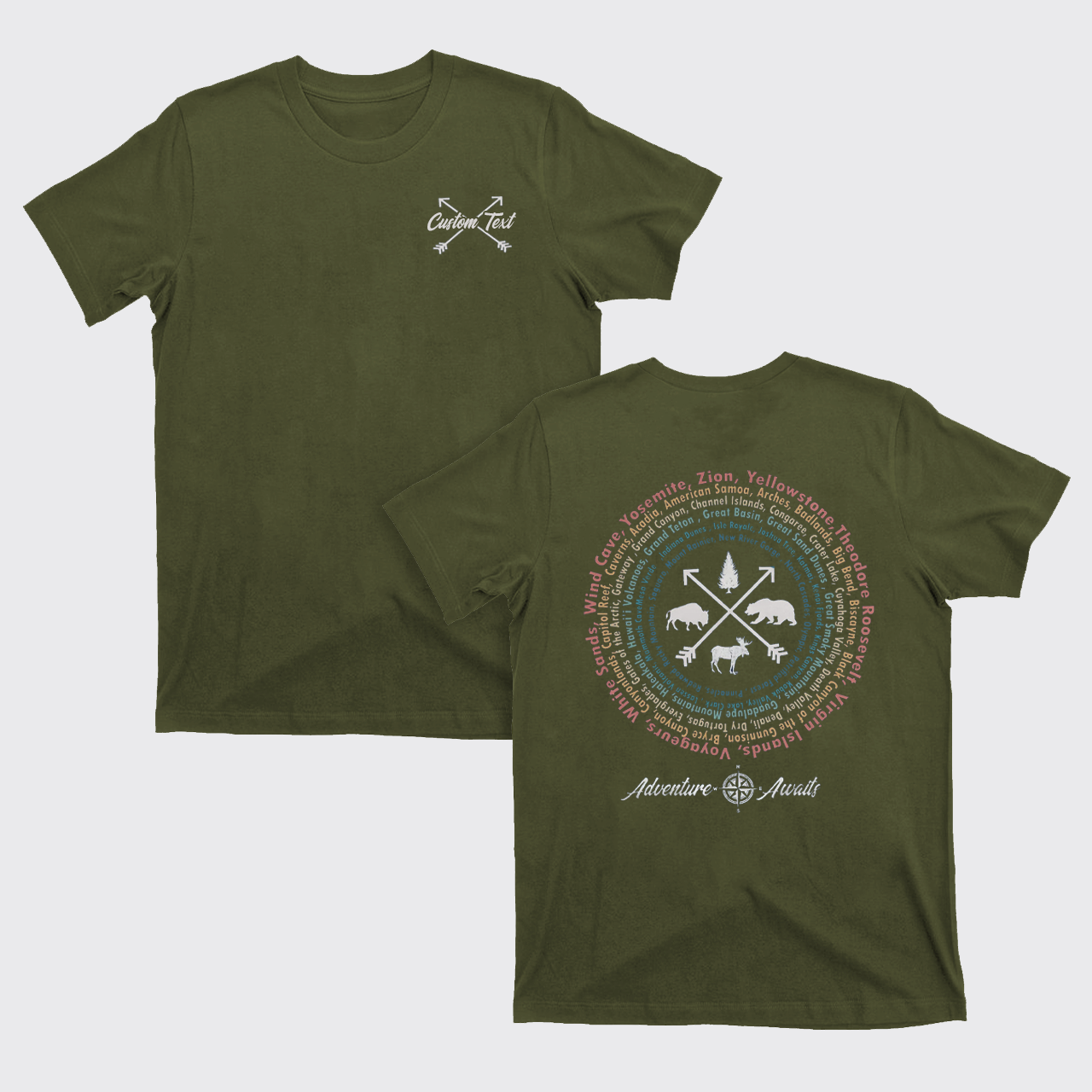 Personalized Compass And 63 National Park T-Shirts