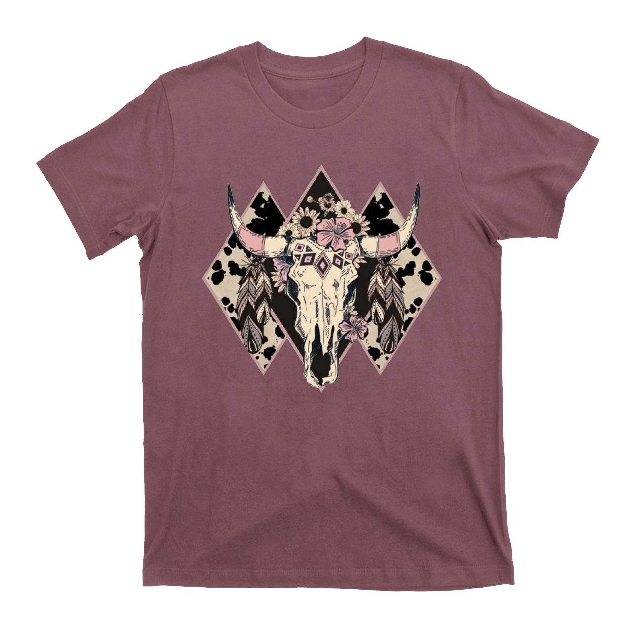 Aztec Western Bull Skull Cowboys  T-Shirts