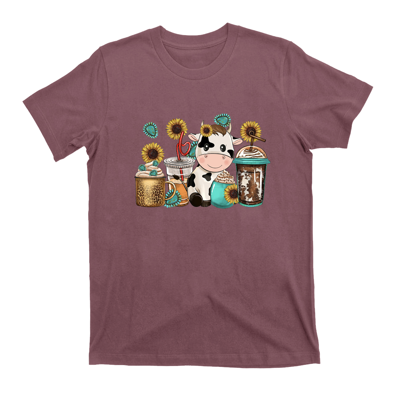 Western Cow Coffee Cups T-Shirt