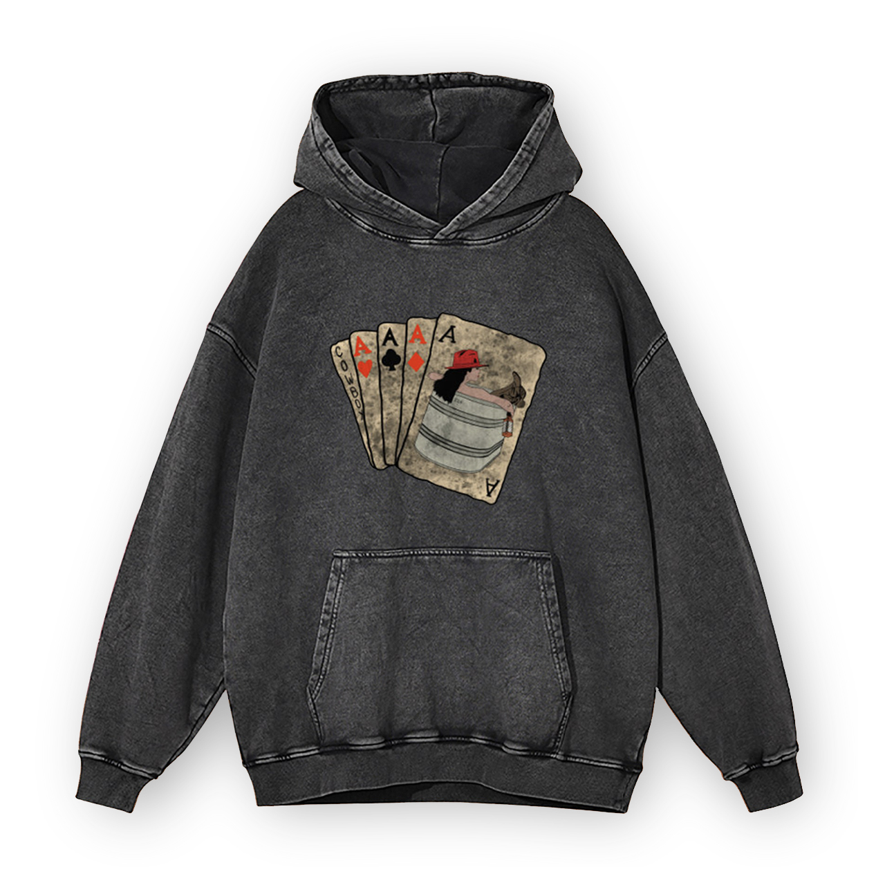 Whiskey Cowgirl Poker Playing Cards Garment-Dye Hoodies