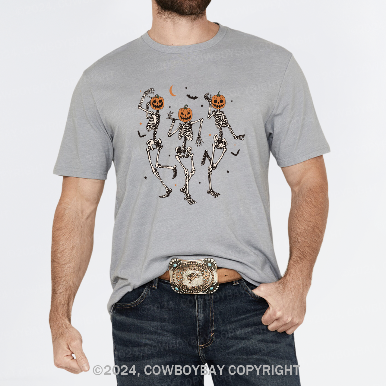 Dancing Skeleton Pumpkin Face T-Shirts