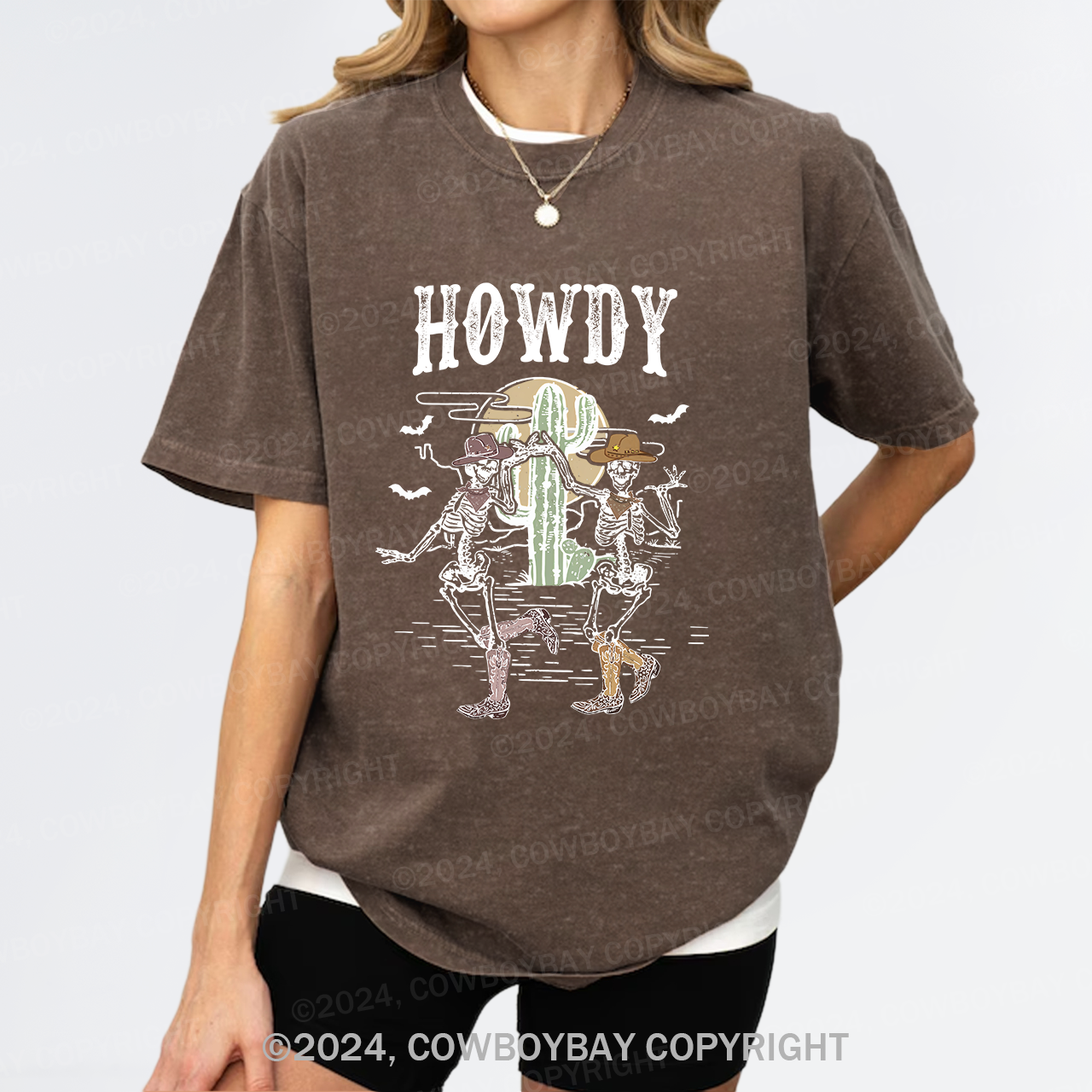 Howdy Halloween Midwest Desert Skeleton Garment-dye Tees