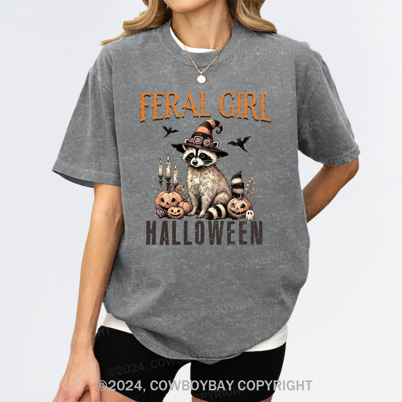 Feral Raccoon Halloween Garment-dye Tees