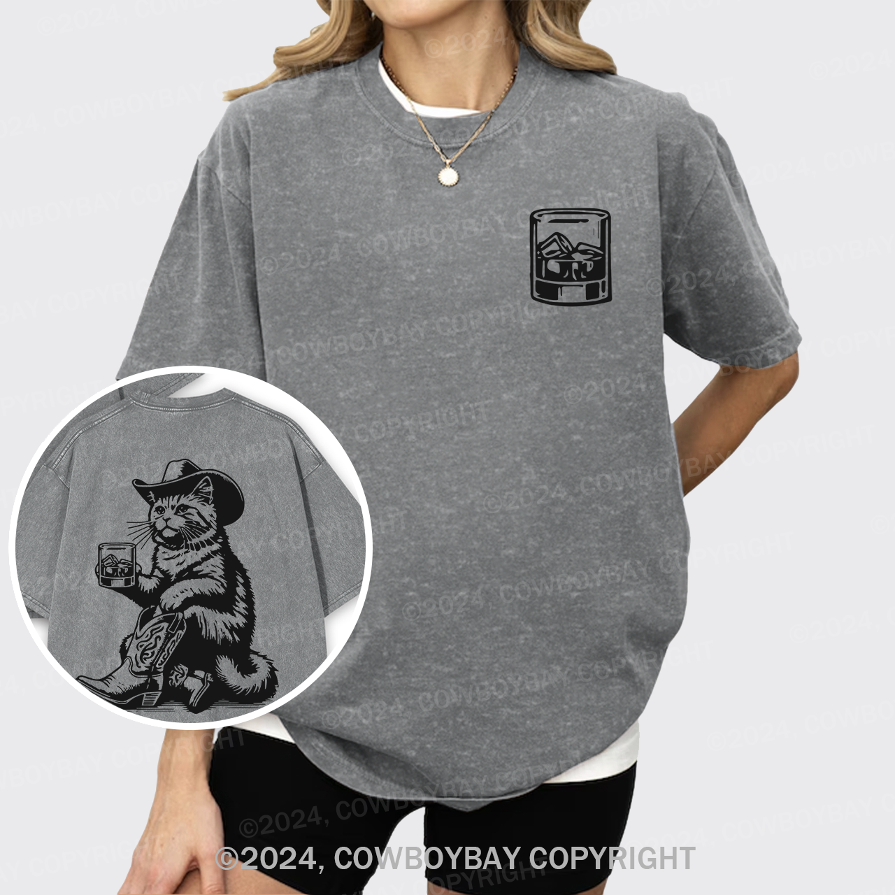 Whiskey Cowboy Cat Garment-dye Tees