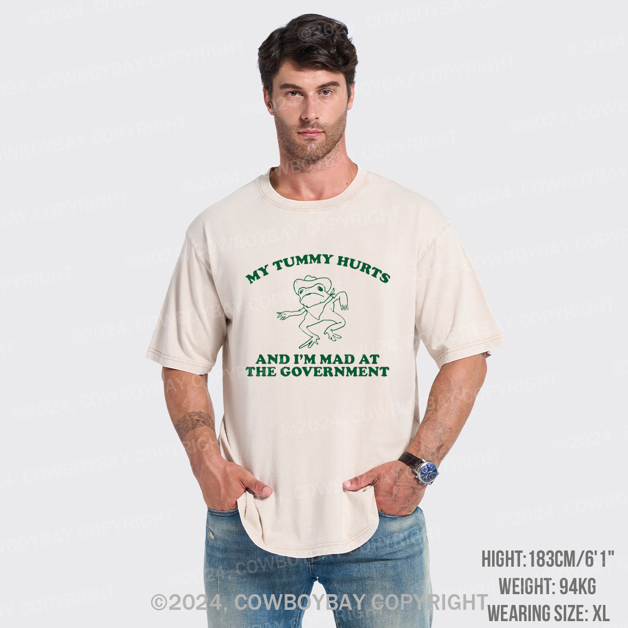 My Tummy Hurts And I'm Mad At The Governmen Garment-dye Tees