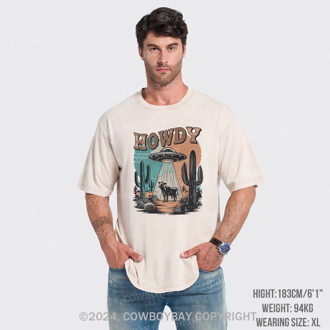 Western UFO,HOWDY Garment-dye Tees