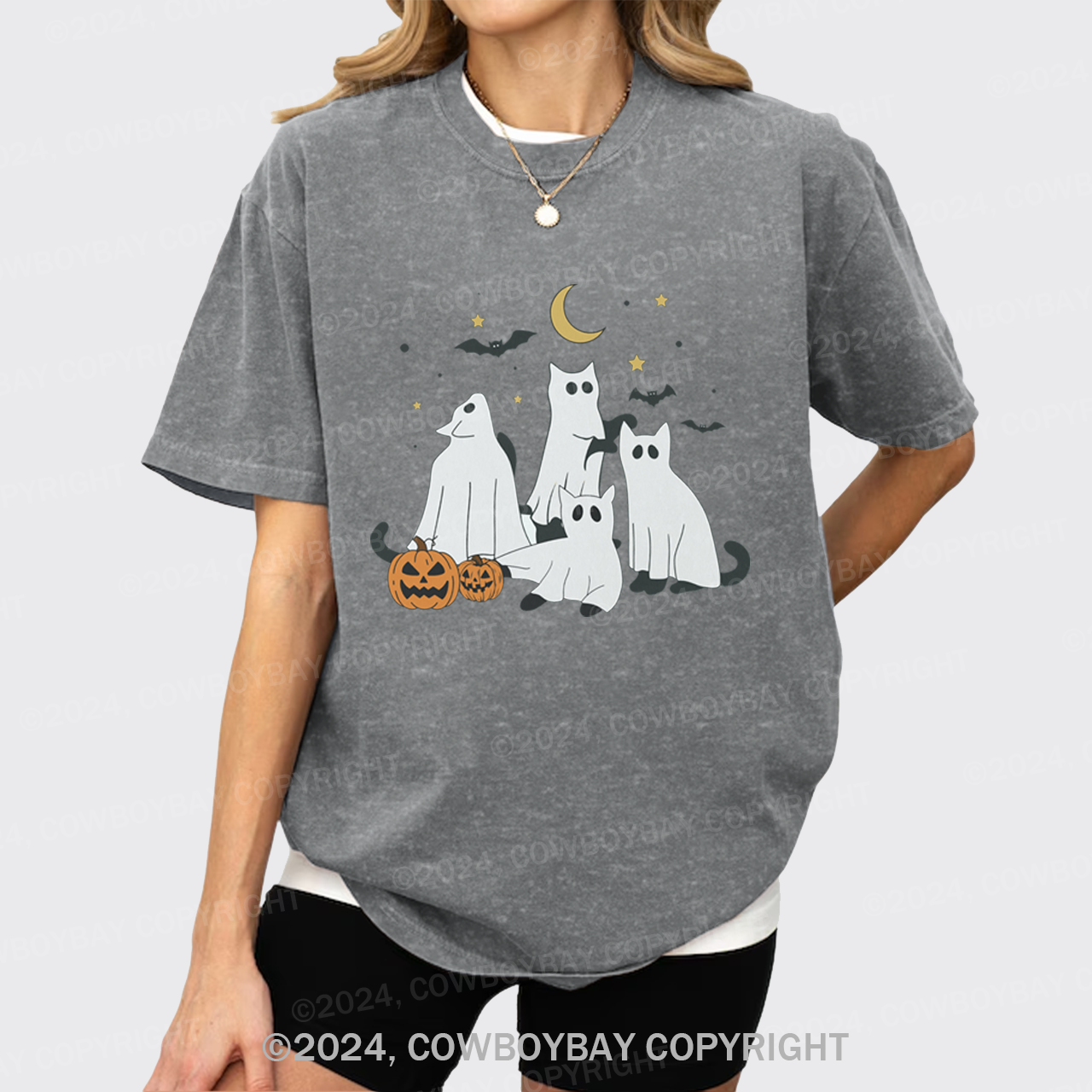 Halloween Cat Garment-dye Tees