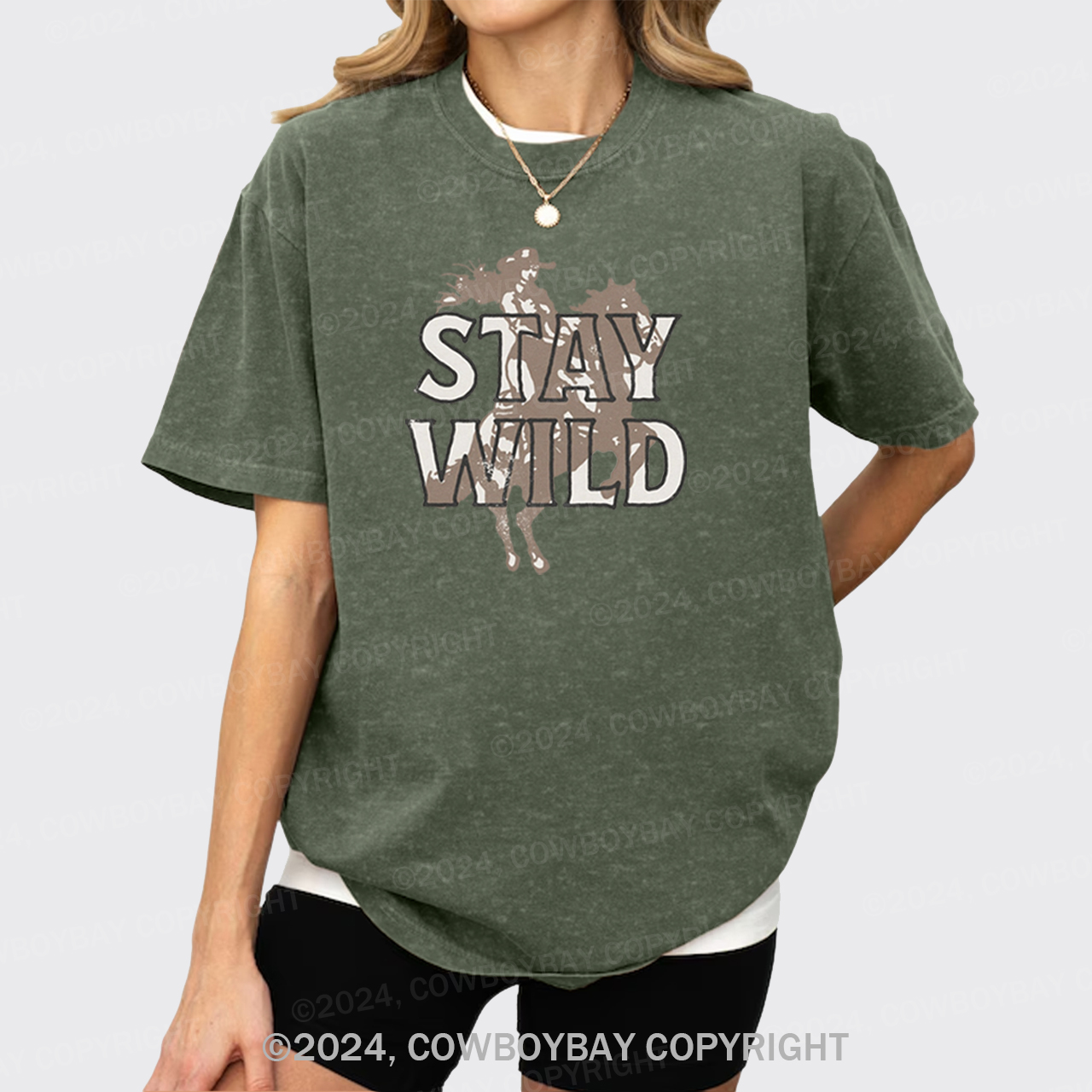 Stay Wild Cowgirl Horse Western Garment-dye Tees