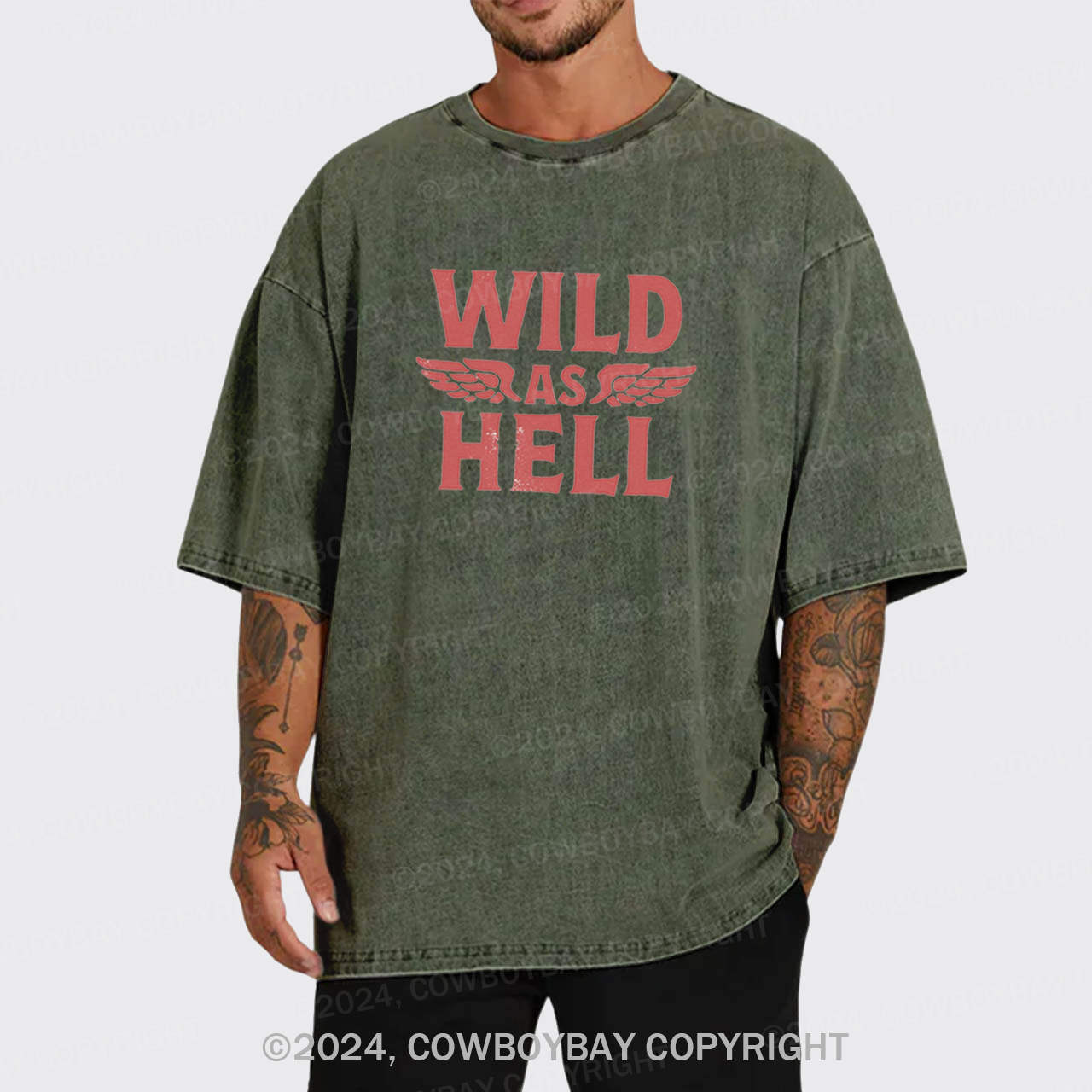 Wild As Hell Wings Rock N Roll Cowgirl Garment-dye Tees