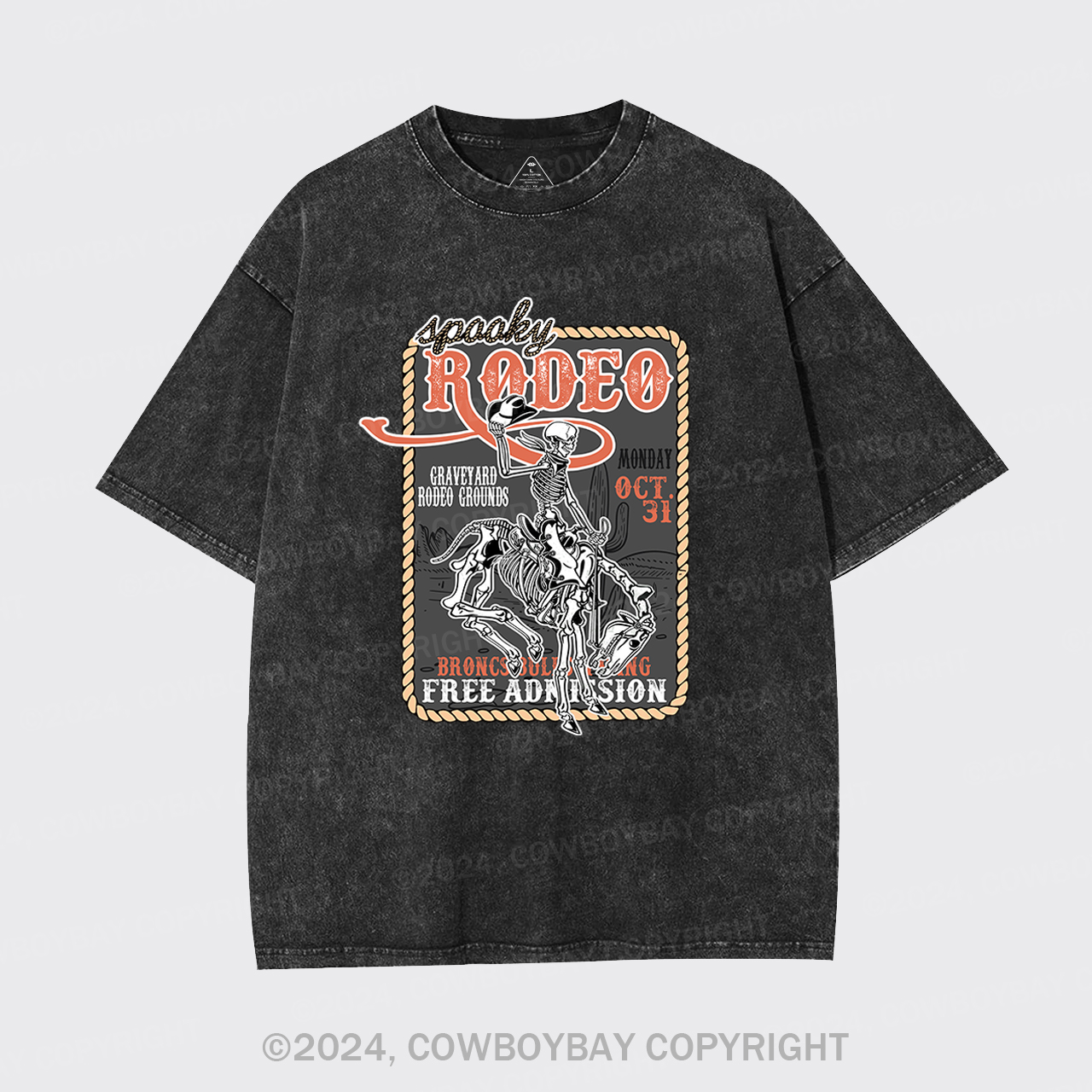 Funny Skeletons In Weird Rodeo Garment-dye Tees