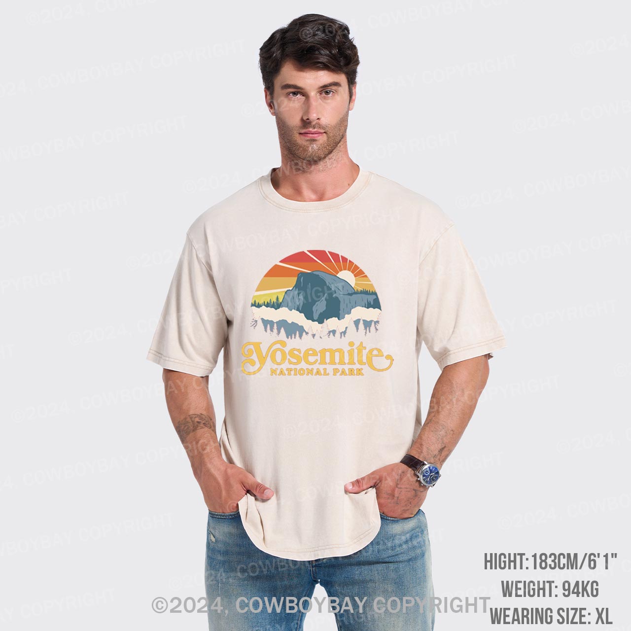 Yosemite Mountain Hiking Garment-dye Tees