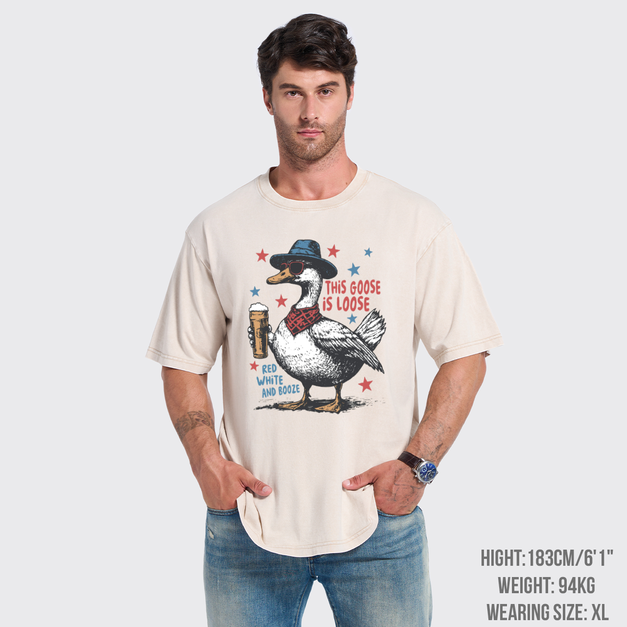 Humorous 4th Of July-This Goose Is Loose Garment-dye Tees