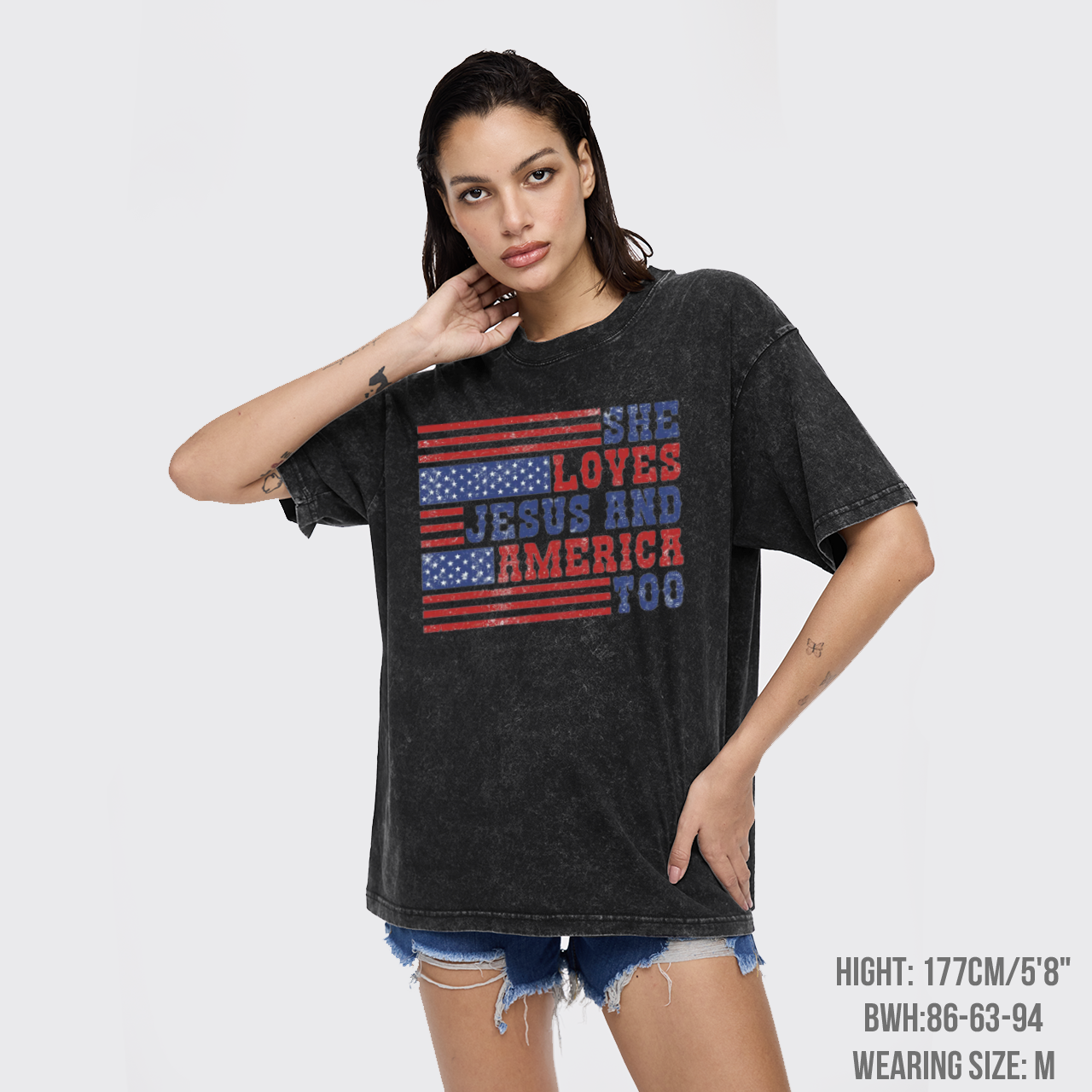 She Loves Jesus And America Too Garment-dye Tees