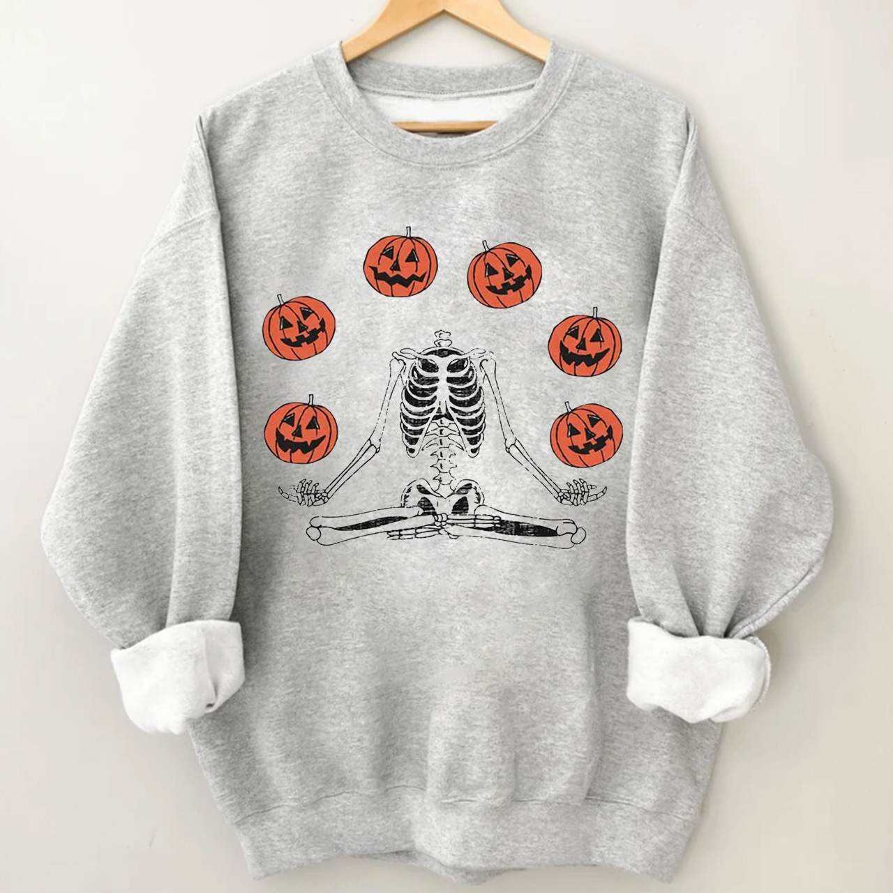 Pumpkin Skeleton Vintage Halloween Sweatshirt
