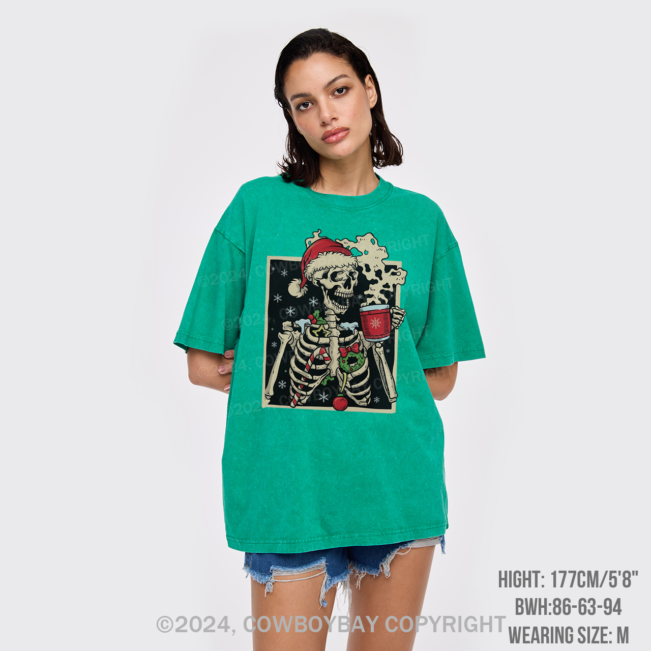 Dead Inside Skeleton Christmas Garment-dye Tees