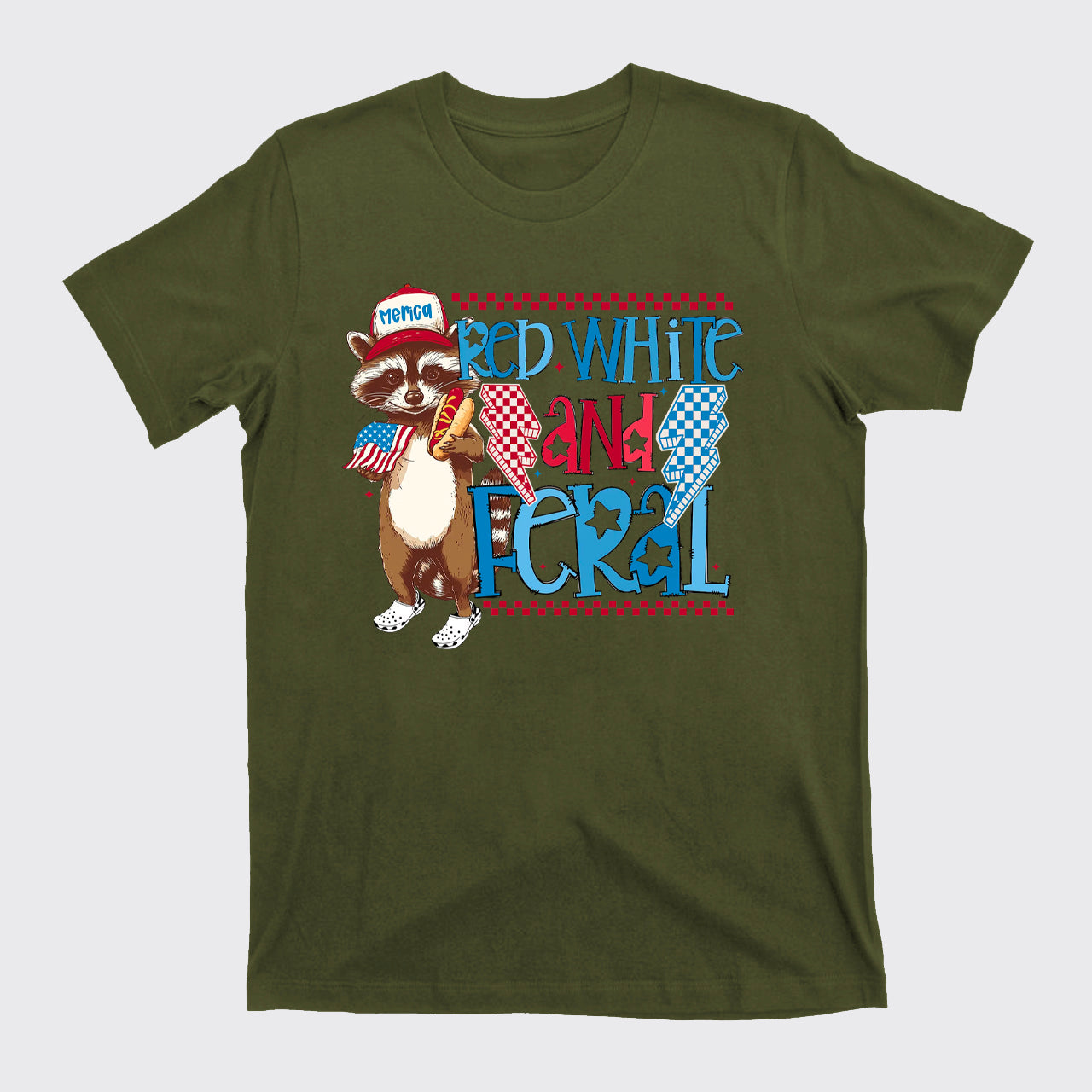Funny USA-Red White And Feral T-Shirts