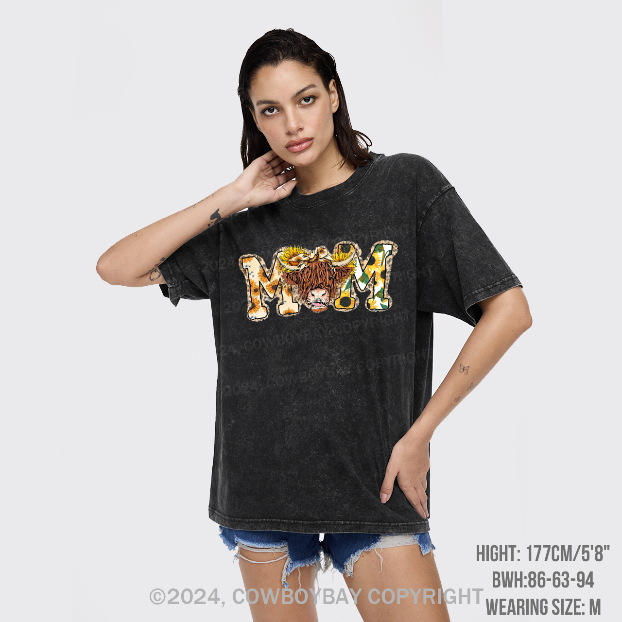 Mom Cow Western Garment-dye Tees
