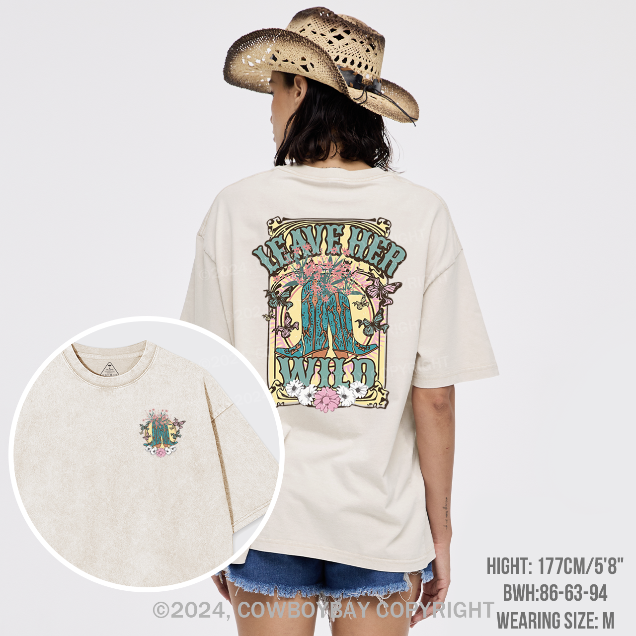 Leave Her Wild Western Cowboy Garment-dye Tees