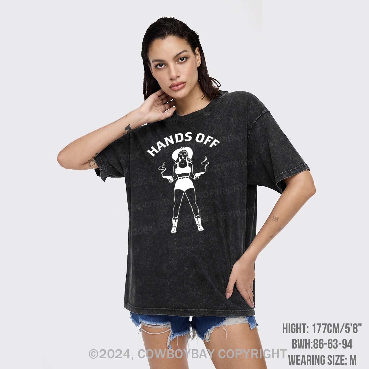 Hands Off Country Girl Cowboy Garment-dye Tees