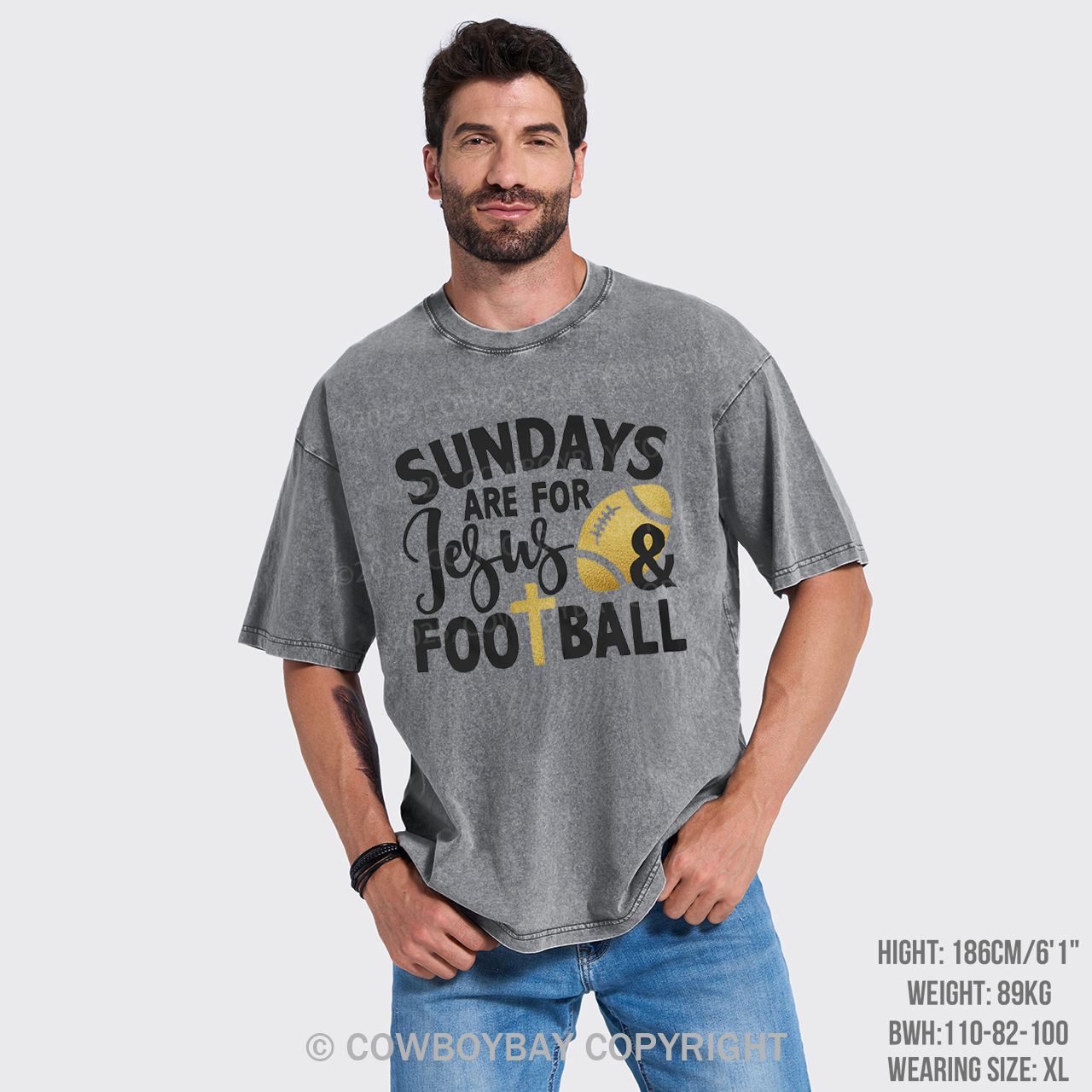 Sundays Are For Jesus & Football Garment-dye Tees