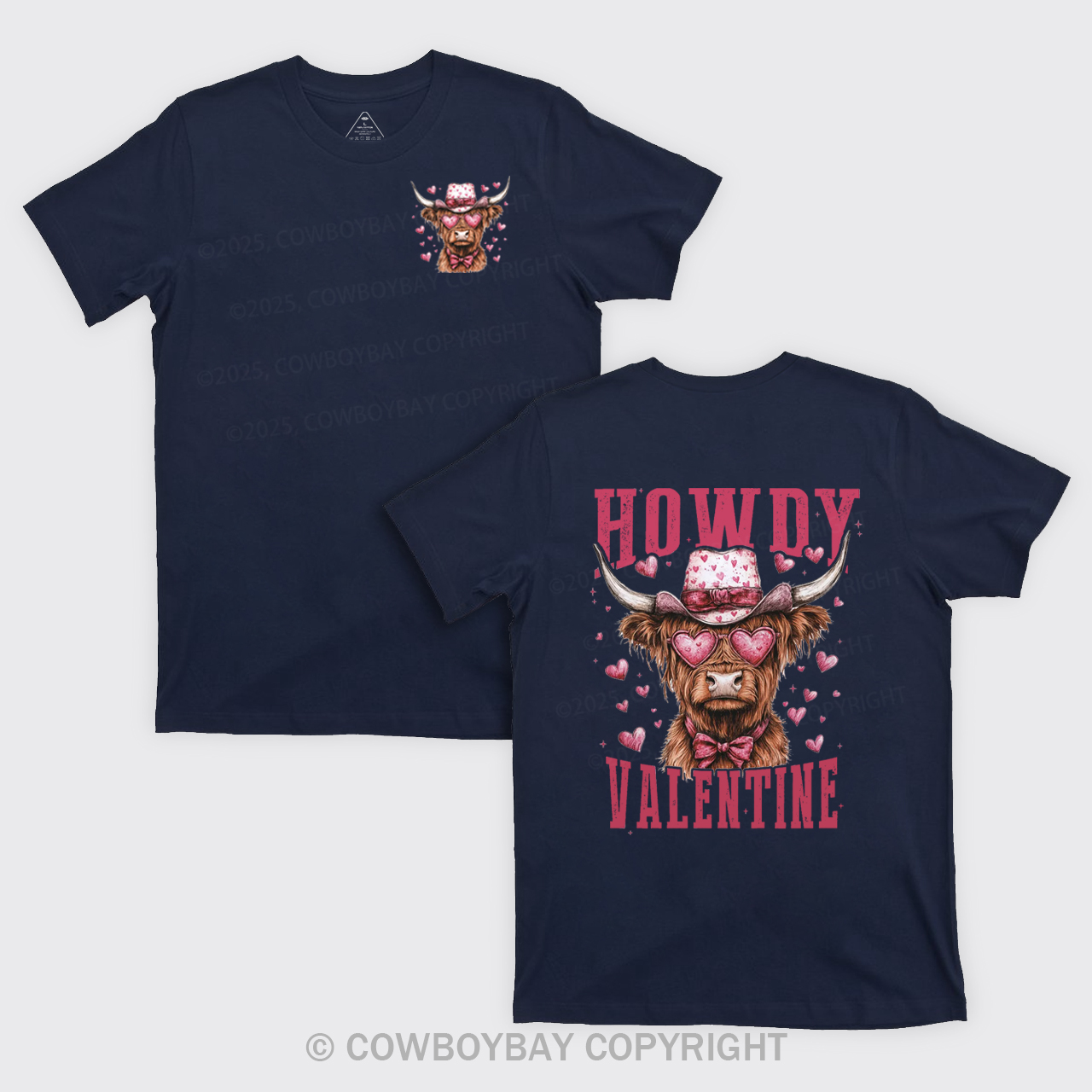 Valentine Highland Cow T-Shirts