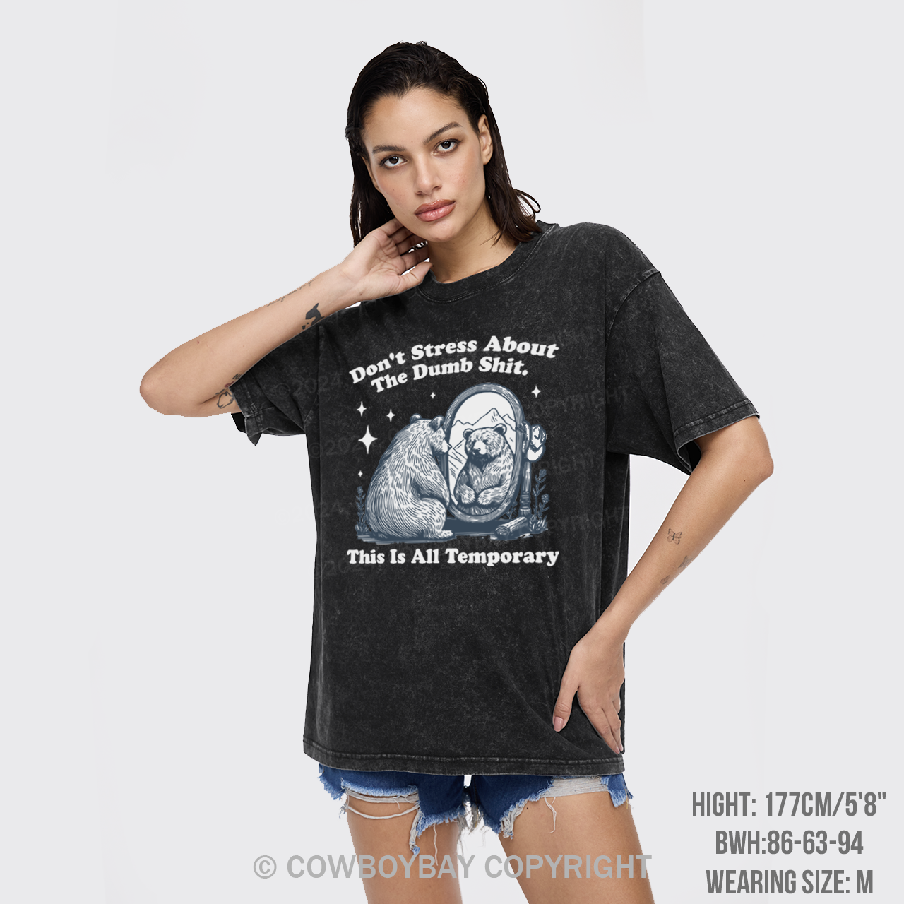 Bear With Mirror Sketch Garment-dye Tees