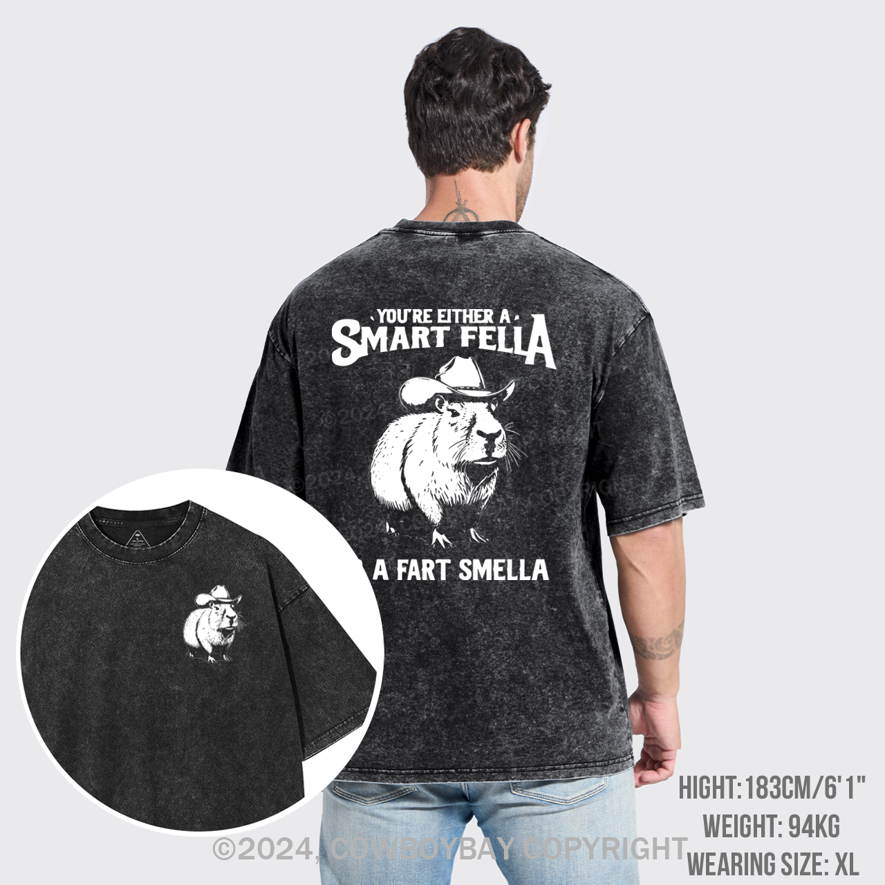 Retro Smart Fella Capybara 90s Garment-dye Tees