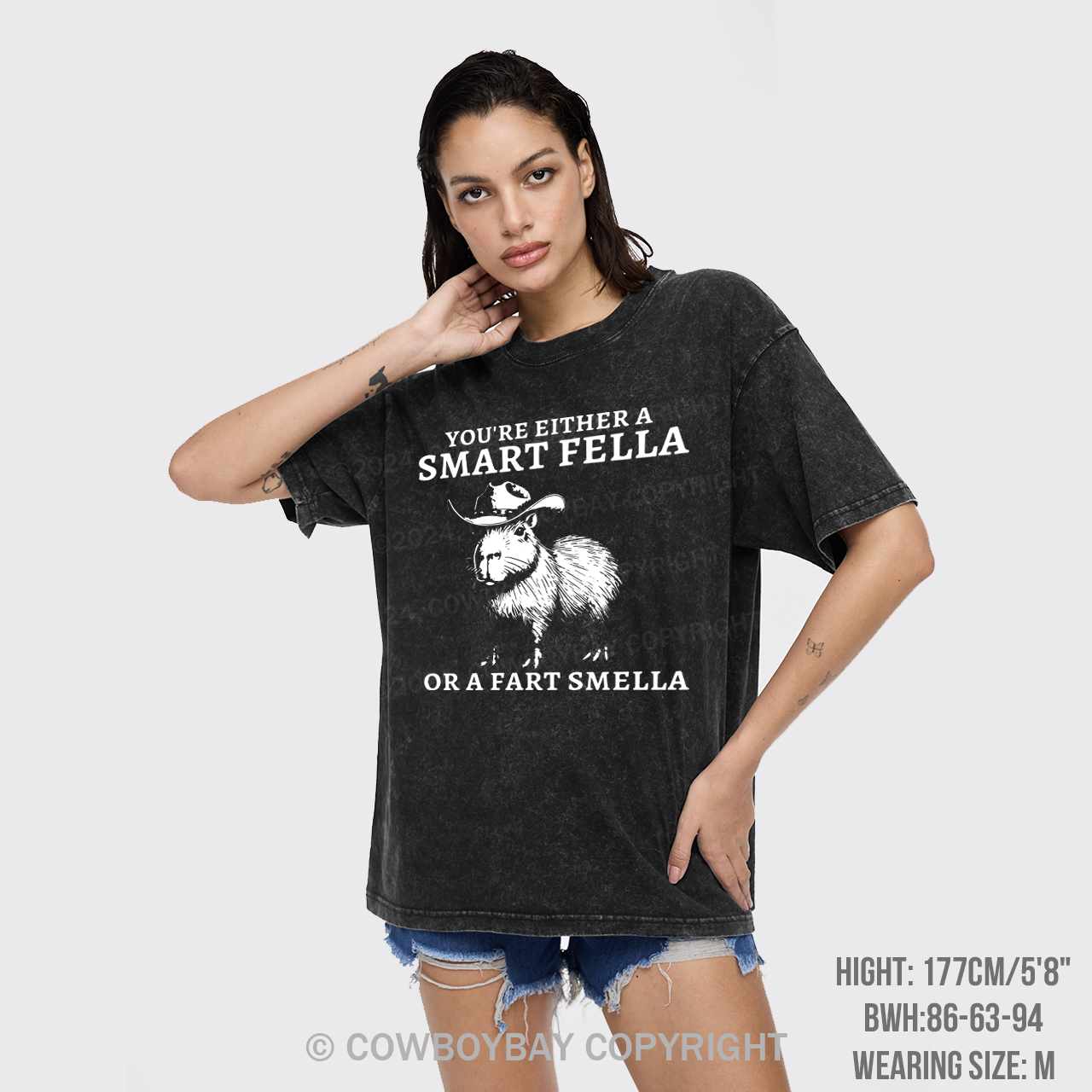 Retro Smart Fella Capybara 90s Garment-dye Tees