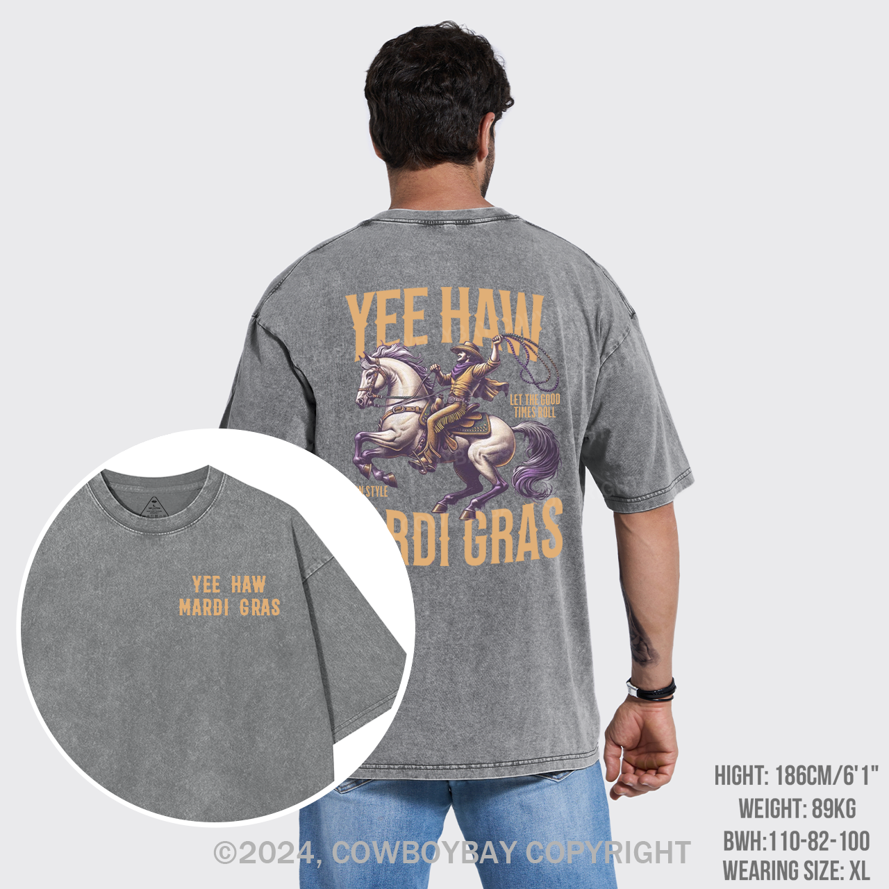 Yee Haw Mardi Gras Garment-dye Tees