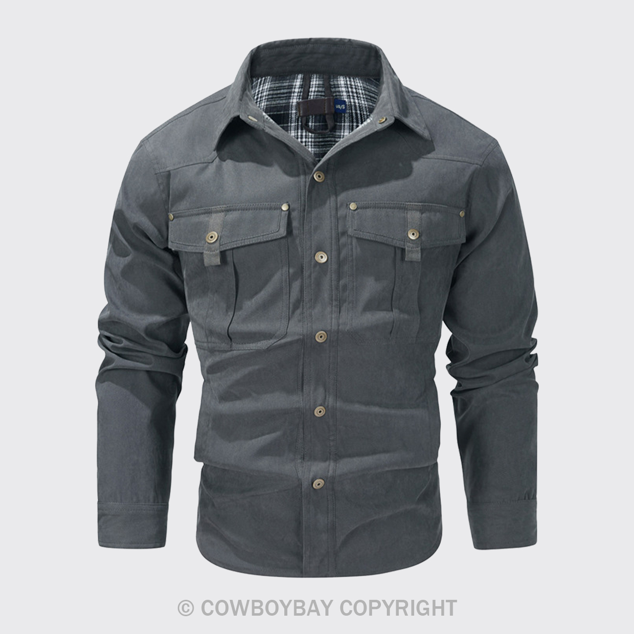 Western Solid Grey Color Outdoor Jacket