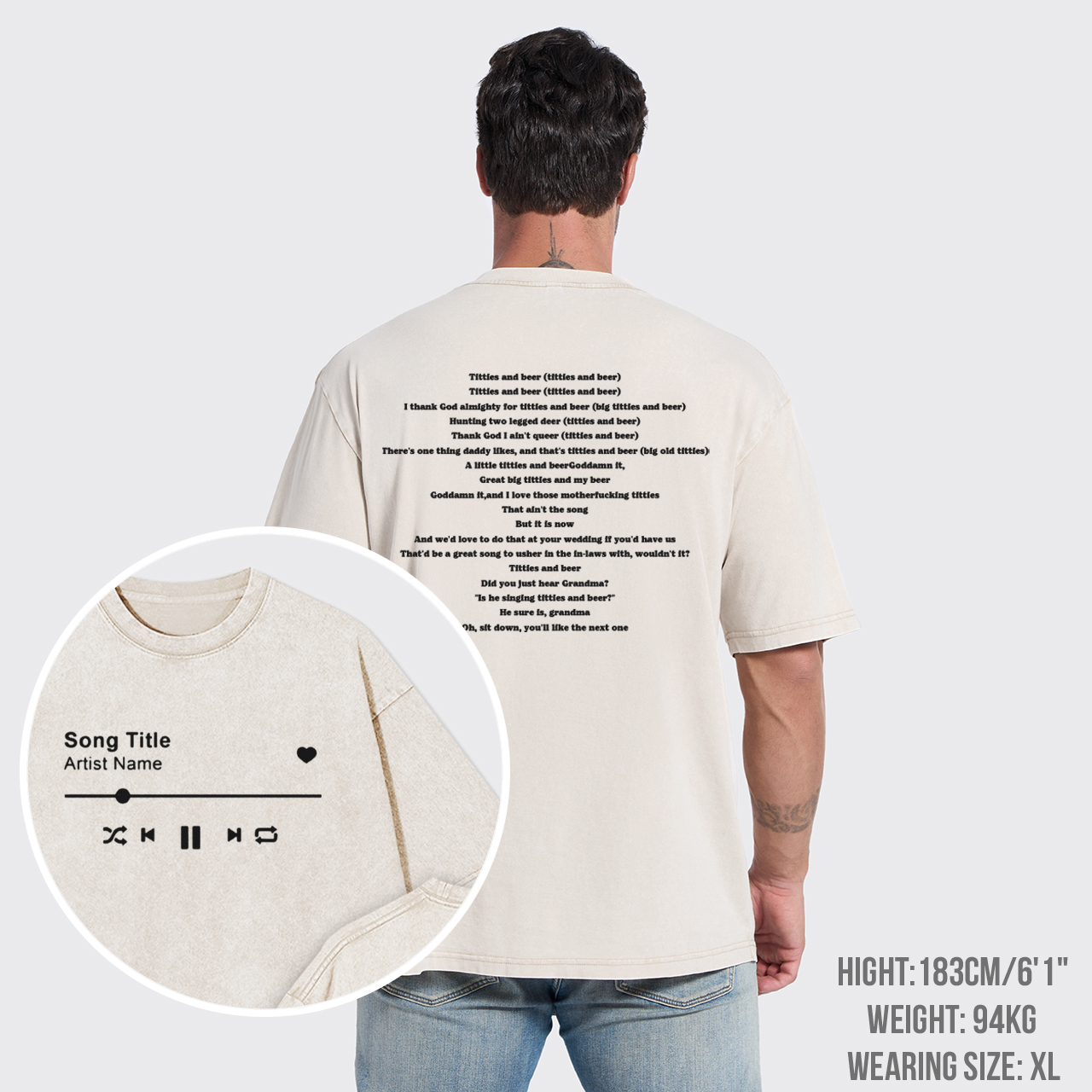 Custom Lyrics Garment-dye Tees